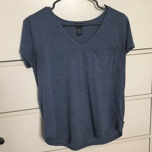 Blue V-neck Tee Shirt with Front Pocket